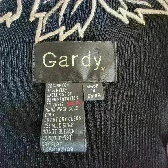 Gardy Women's Black Knit Top w/Leafy Trim / Long Sleeve / Size XL - Picture 6 of 6